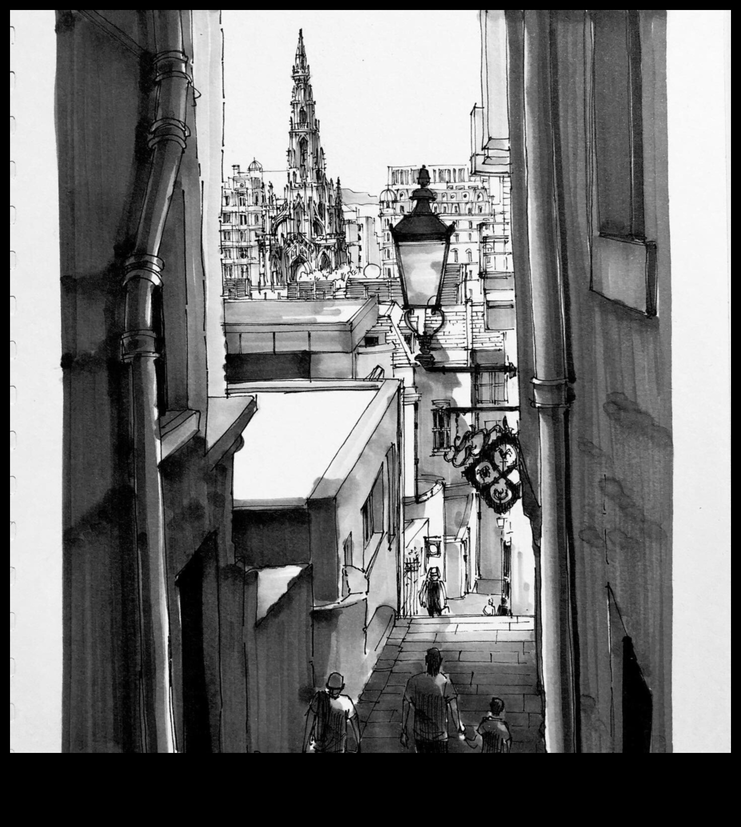 قلم الرصاص والمنظور: نقل العمق في الرسومات الحضرية